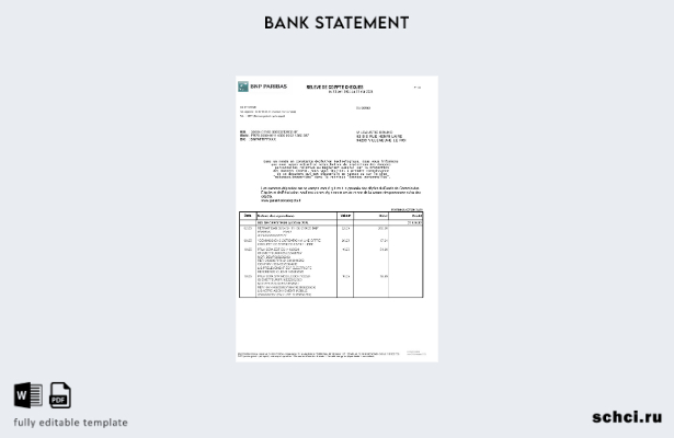 цифровая загрузка выписки по счету во Франции BNP Paribas в формате Excel и PDF 